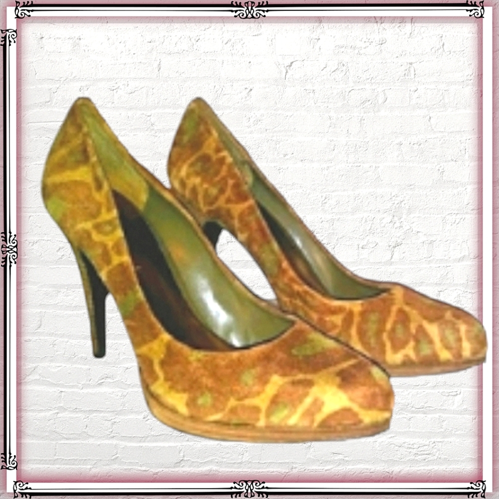 Nine West Leopard Print Suede Leather High Heel Pumps Size 10